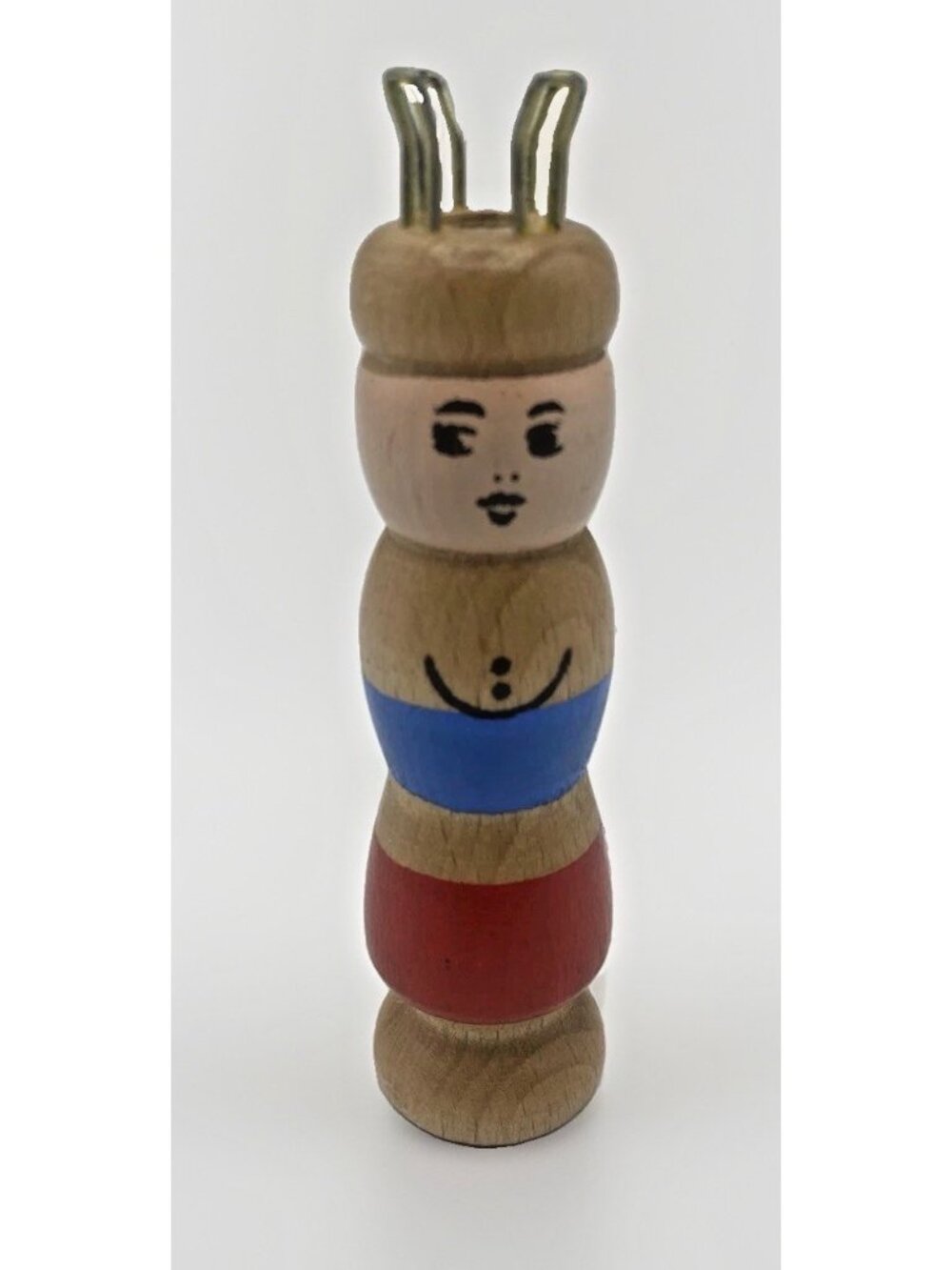 Vintage Knitting Nancy Strickliesel Wood Bobbin Doll Spool Knitter Germany